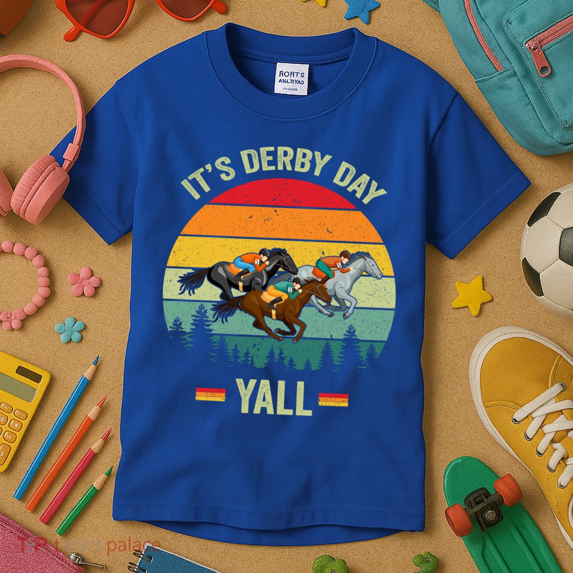 It's Derby Day Yall Retro Derby Horse Racing Lovers Gift Kids T-Shirt