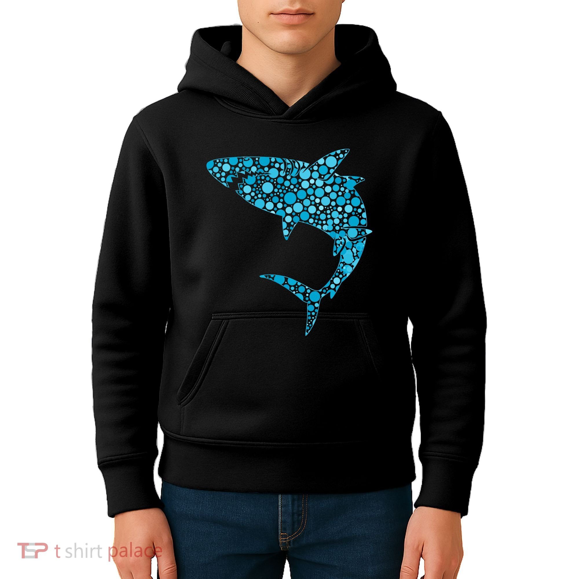 International Dot Day Teal Dot Shark Kids Hoodie