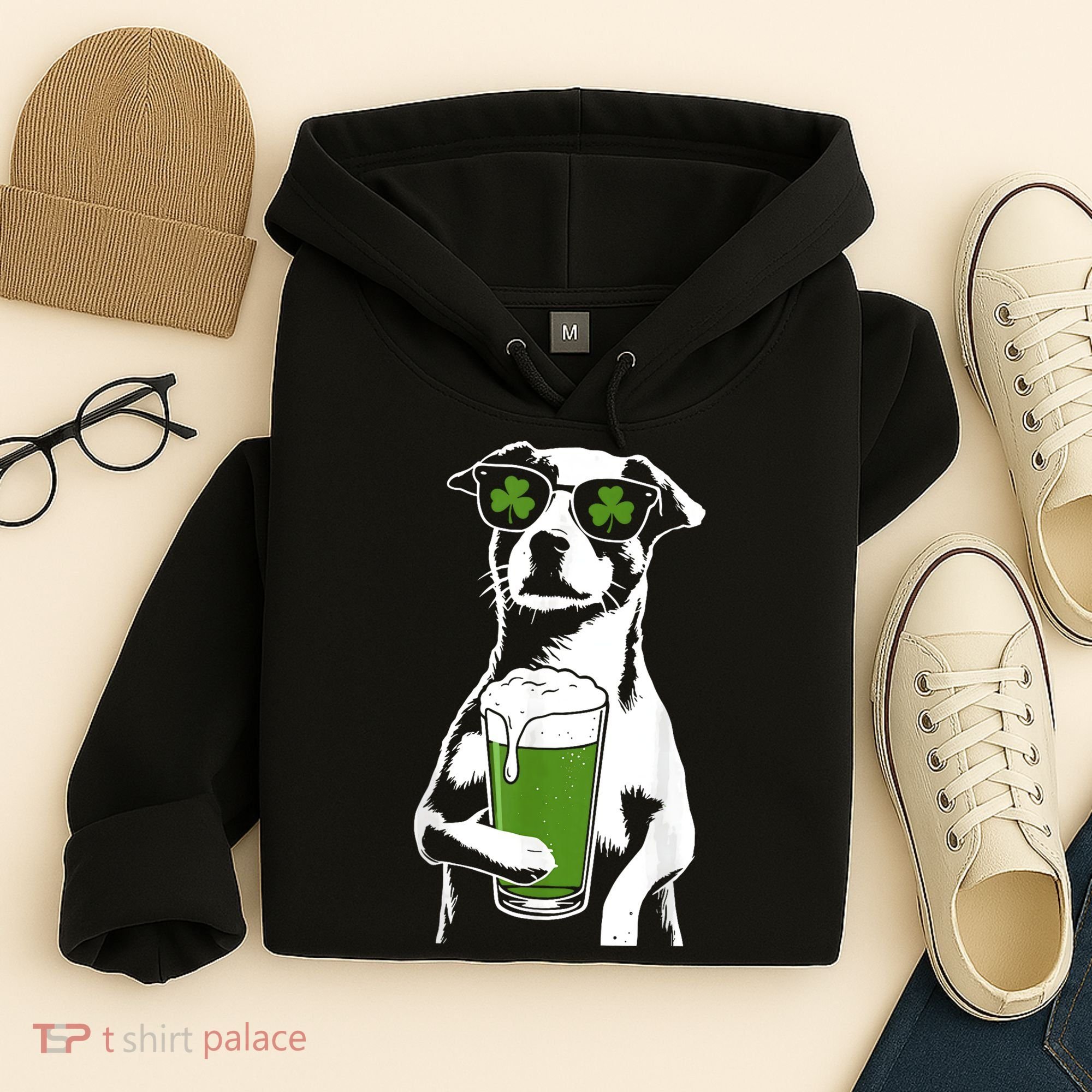 Irish Dog Drinking Beer Hoodie