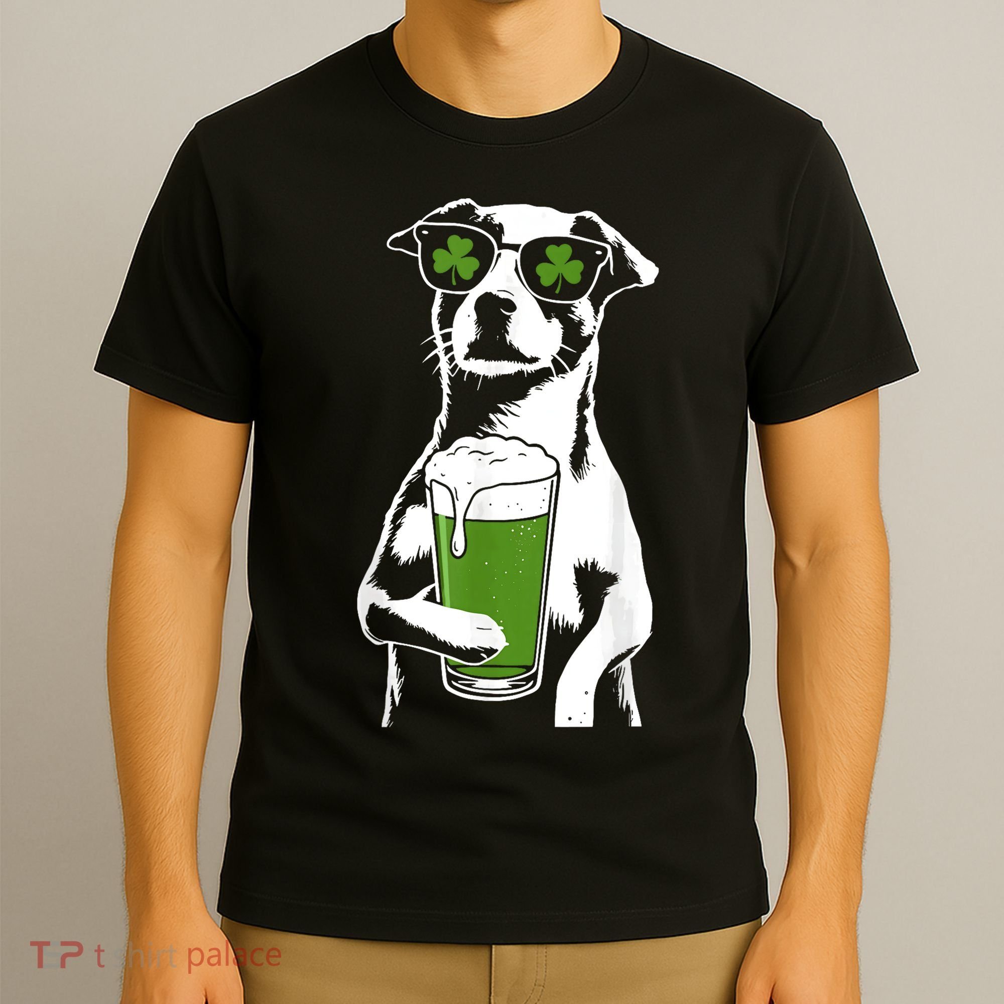 Irish Dog Drinking Beer T-Shirt