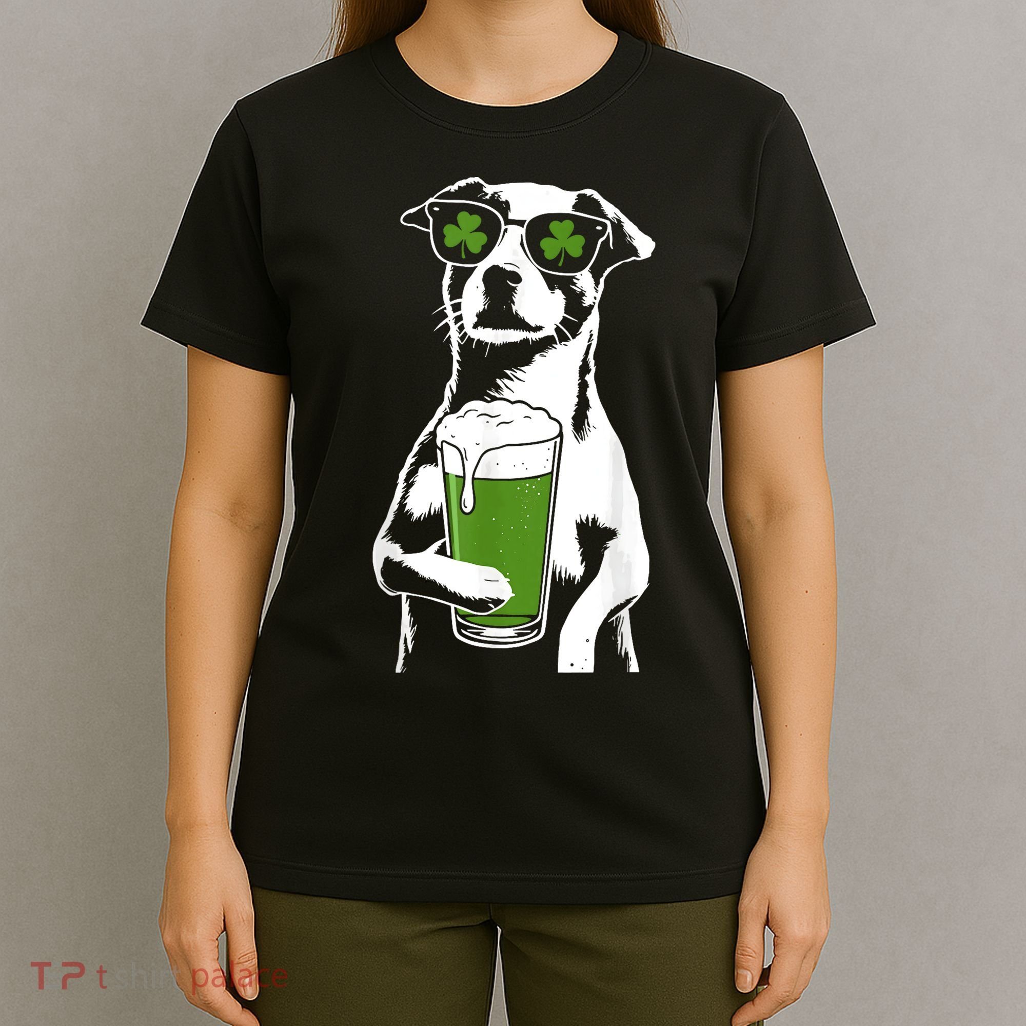 Irish Dog Drinking Beer T-Shirt