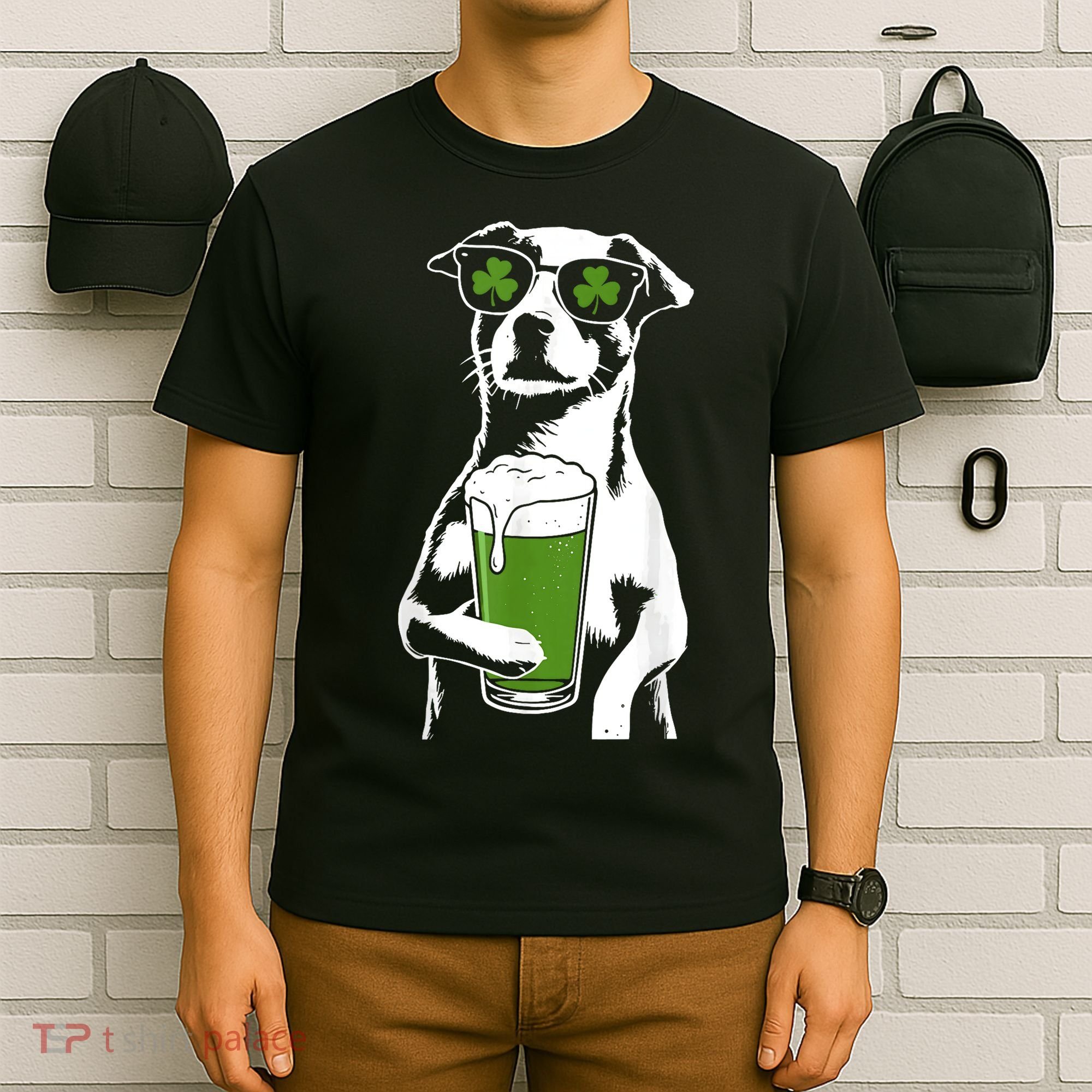 Irish Dog Drinking Beer T-Shirt