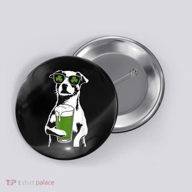 Irish Dog Drinking Beer Button