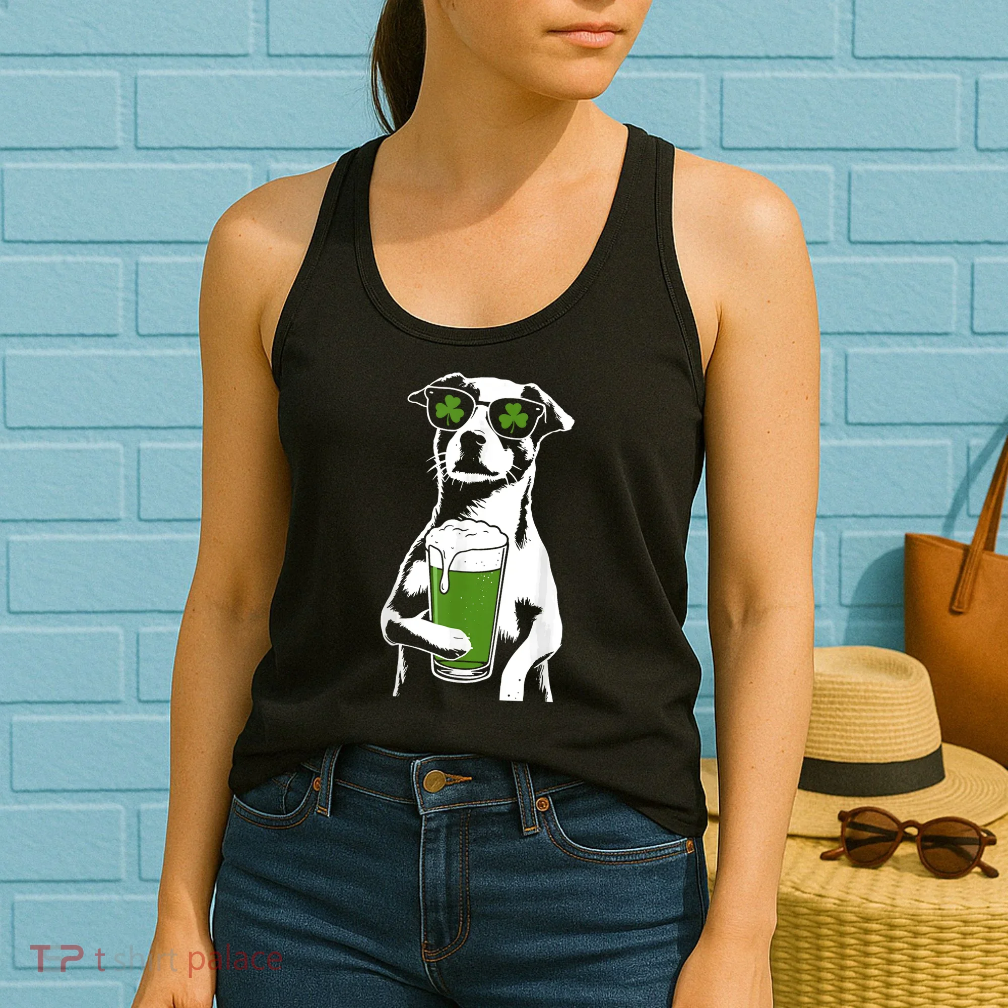 Irish Dog Drinking Beer Women's Tank Top