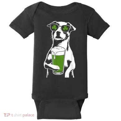 Irish Dog Drinking Beer Baby Bodysuit