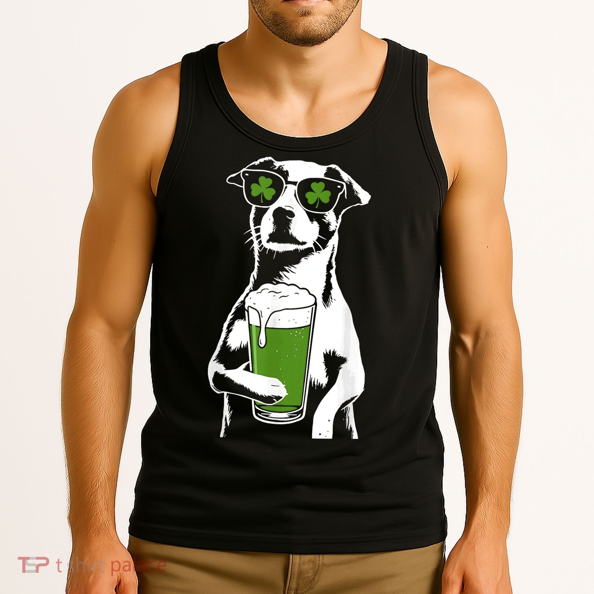 Irish Dog Drinking Beer Tank Top
