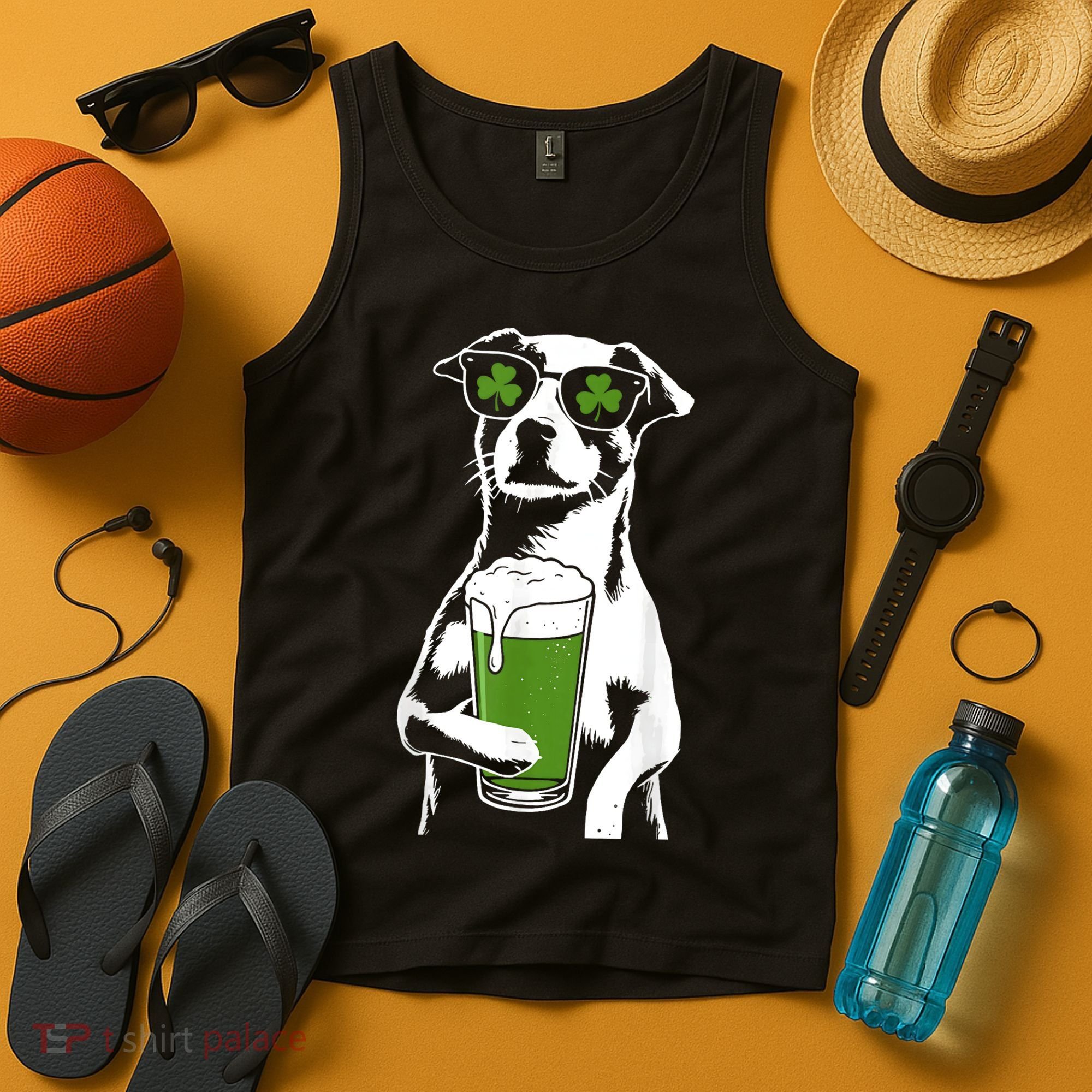 Irish Dog Drinking Beer Tank Top