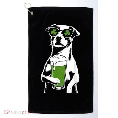 Irish Dog Drinking Beer Golf Towel