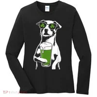 Irish Dog Drinking Beer Women's Long Sleeve Shirt thumb 0