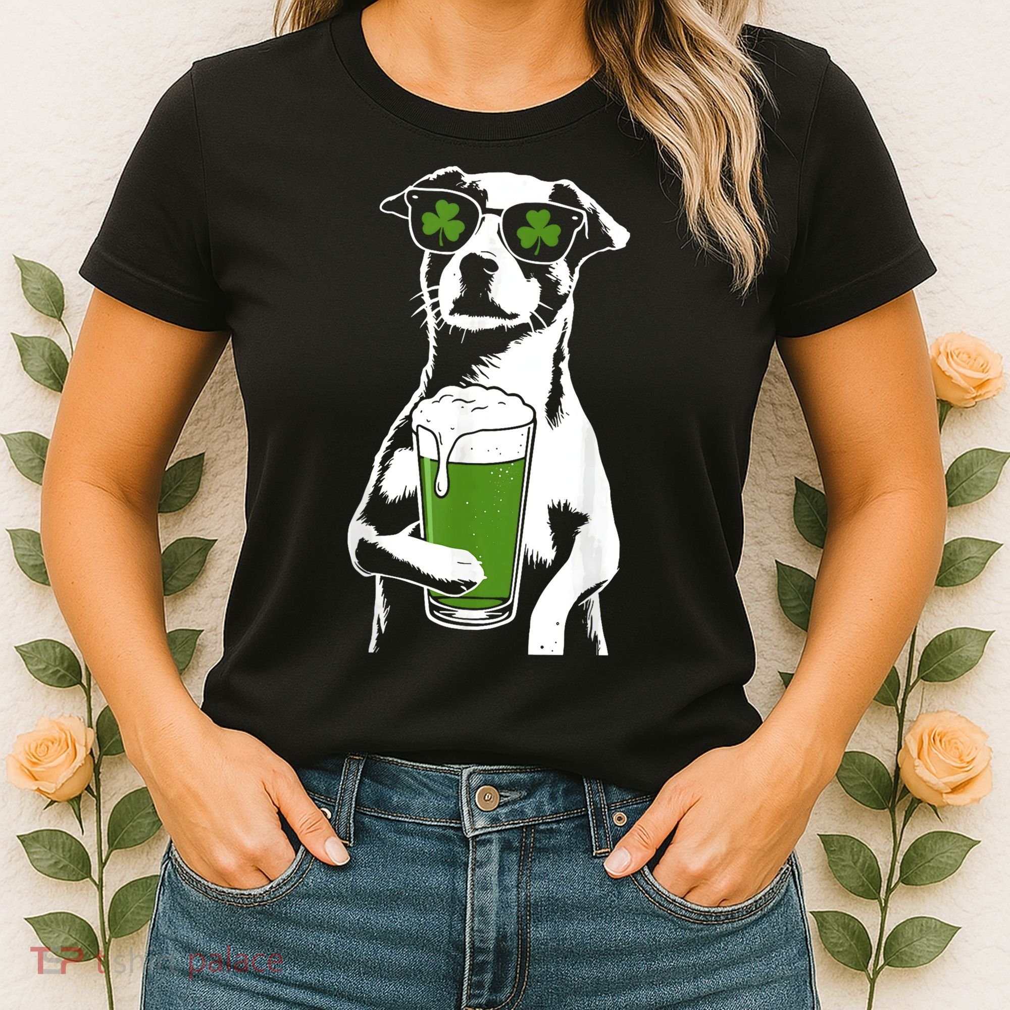 Irish Dog Drinking Beer Women's T-Shirt