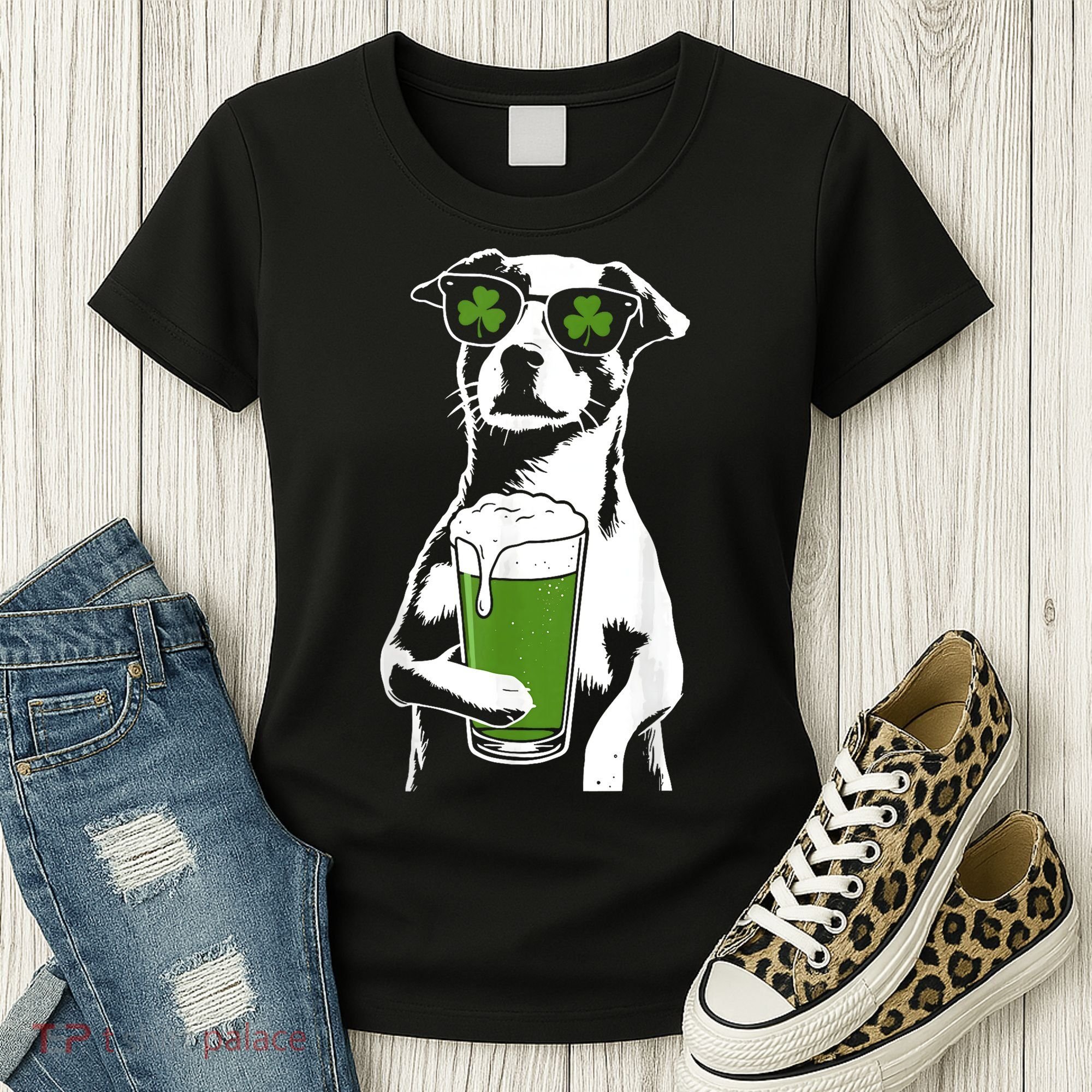 Irish Dog Drinking Beer Women's T-Shirt