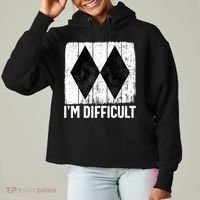 Im Difficult Double Black Diamond Ski Snowboard Gift Ladies Heavyweight Boxy Pullover Hoodie thumb 0
