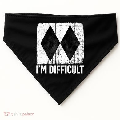 Im Difficult Double Black Diamond Ski Snowboard Gift USA-Made Doggie Bandana
