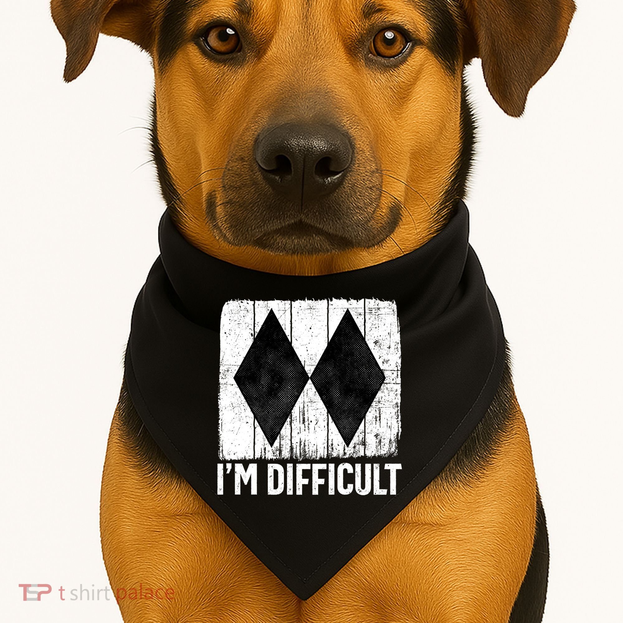 Im Difficult Double Black Diamond Ski Snowboard Gift USA-Made Doggie Bandana