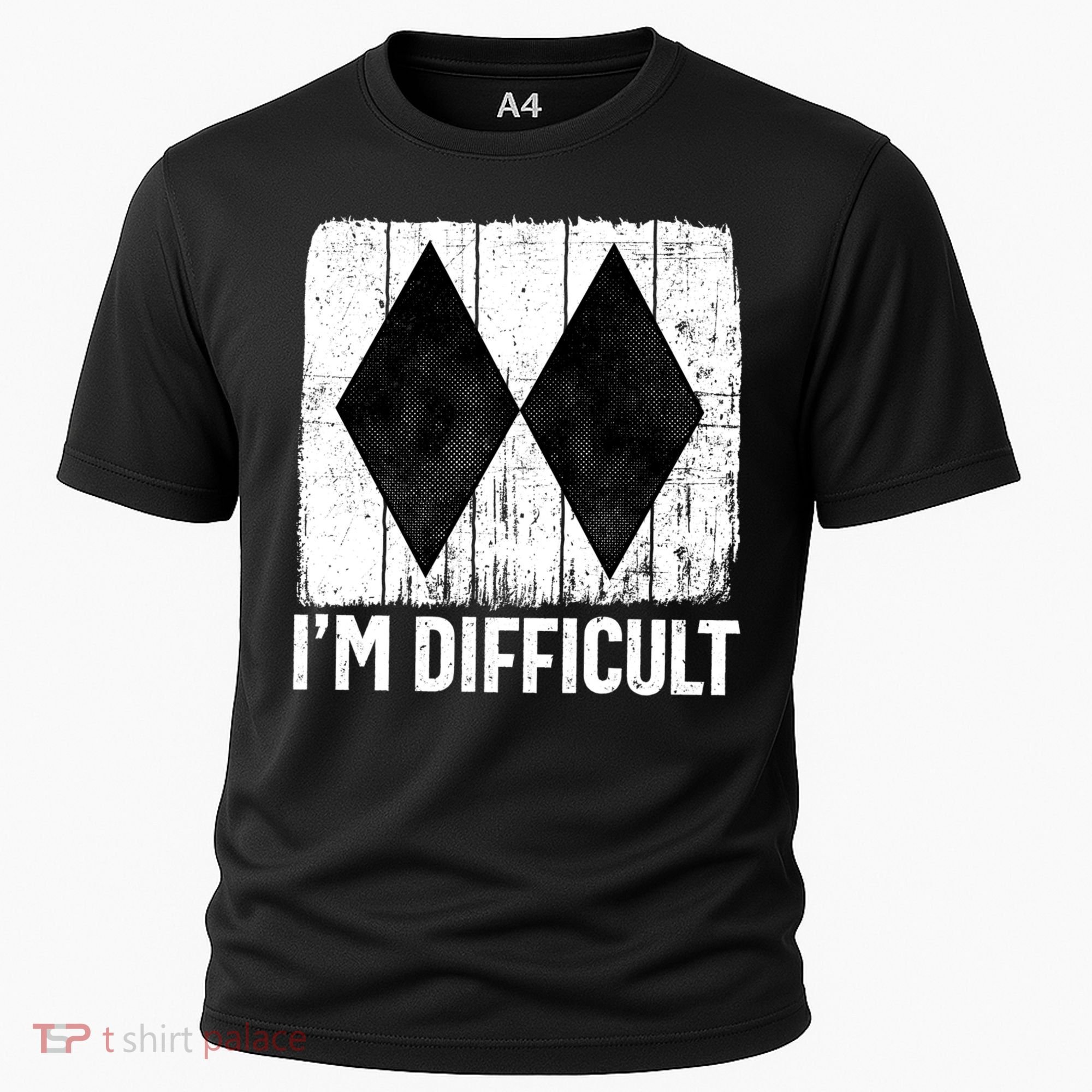 Im Difficult Double Black Diamond Ski Snowboard Gift Cooling Performance Crew T-Shirt