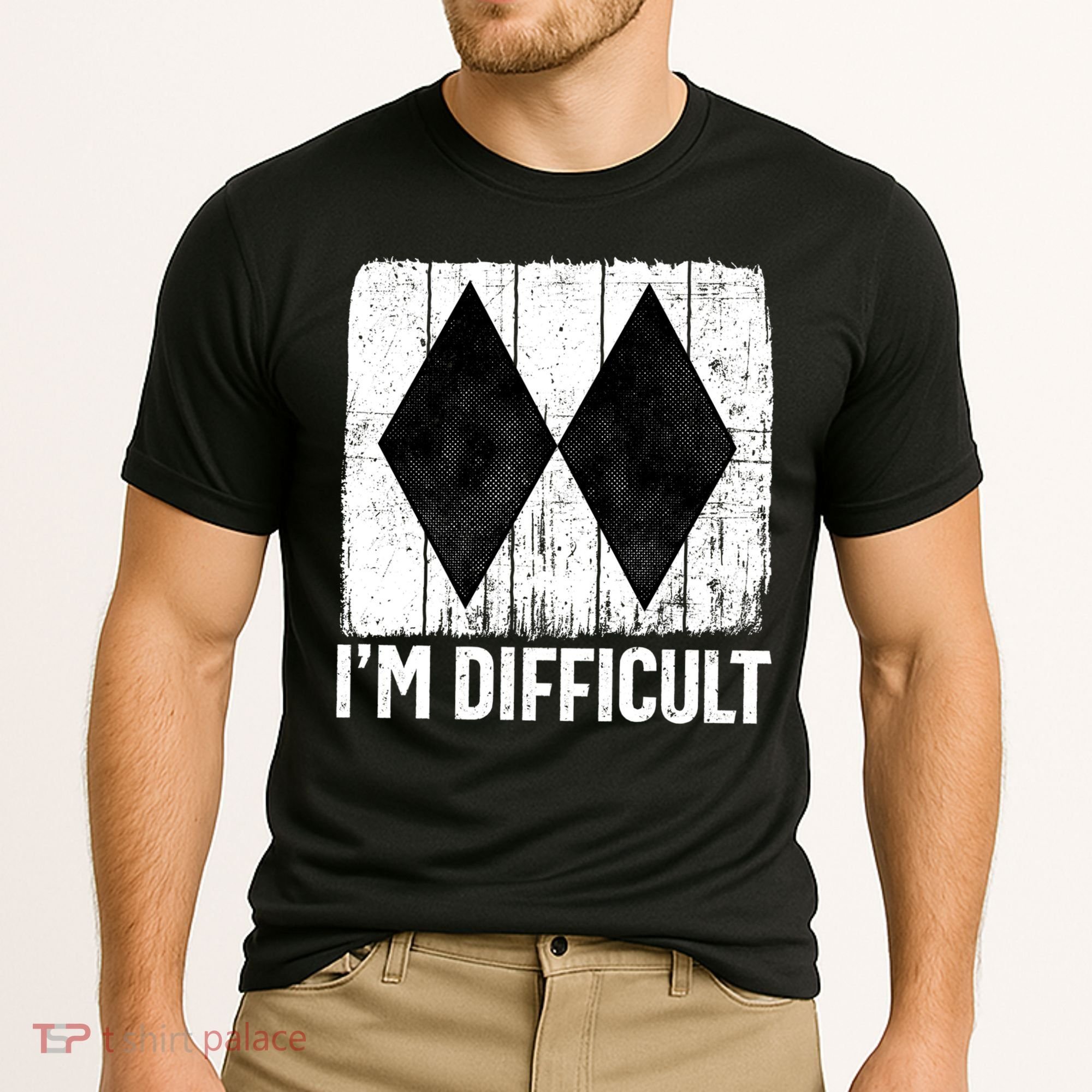 Im Difficult Double Black Diamond Ski Snowboard Gift Cooling Performance Crew T-Shirt