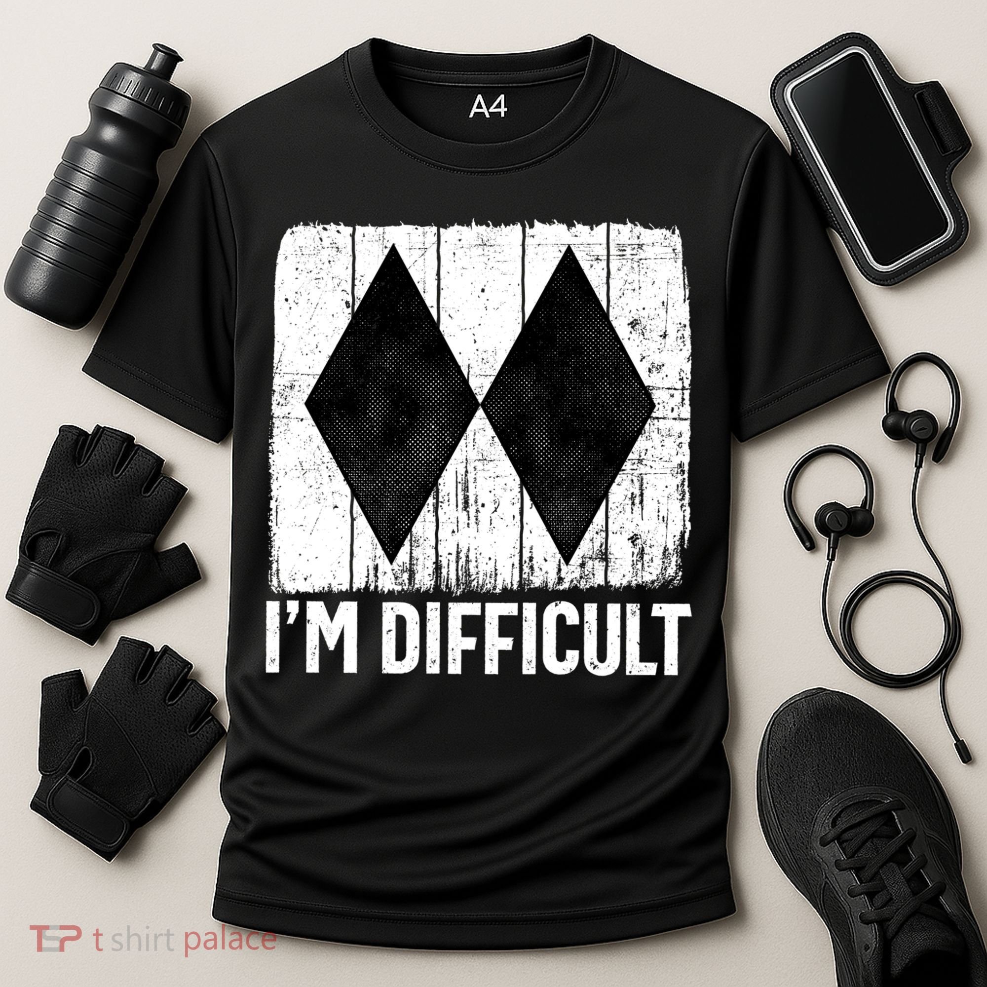 Im Difficult Double Black Diamond Ski Snowboard Gift Cooling Performance Crew T-Shirt