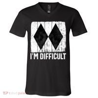 Im Difficult Double Black Diamond Ski Snowboard Gift V-Neck T-Shirt thumb 0