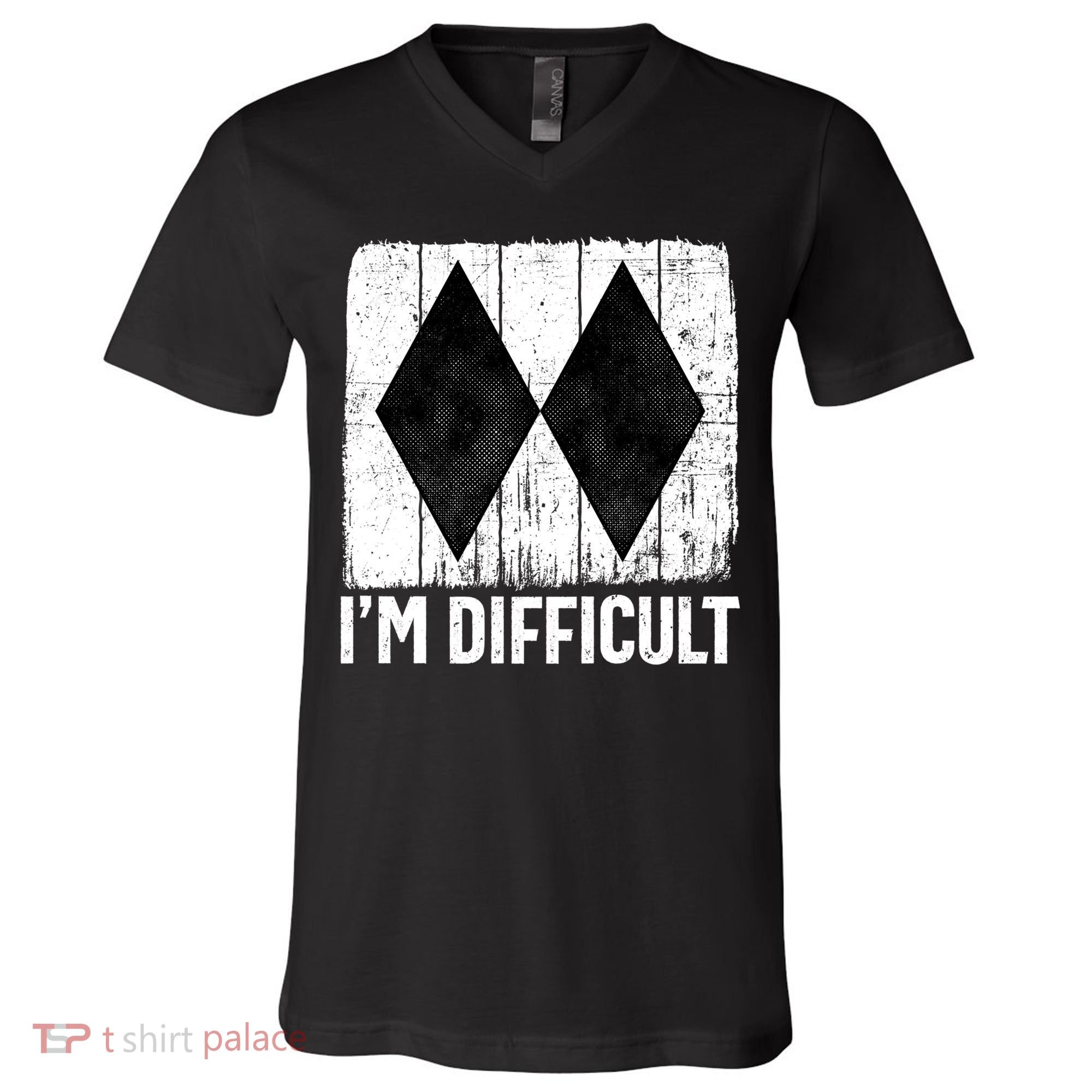 Im Difficult Double Black Diamond Ski Snowboard Gift V-Neck T-Shirt