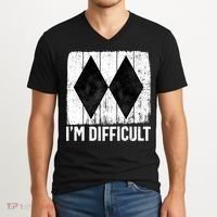 Im Difficult Double Black Diamond Ski Snowboard Gift V-Neck T-Shirt thumb 2
