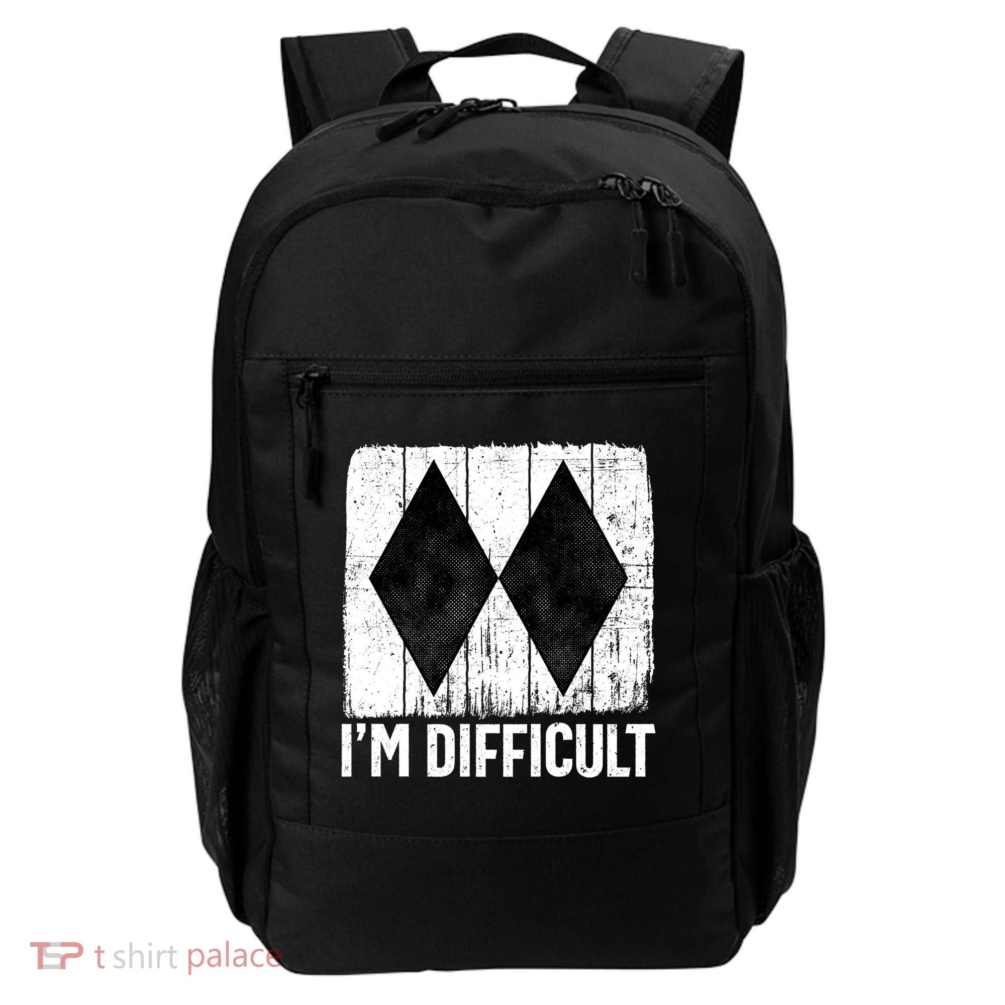 Im Difficult Double Black Diamond Ski Snowboard Gift Backpack