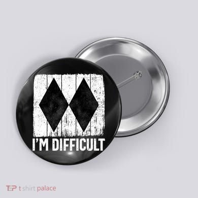 Im Difficult Double Black Diamond Ski Snowboard Gift Button