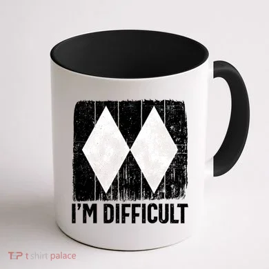 Im Difficult Double Black Diamond Ski Snowboard Gift Coffee Mug back