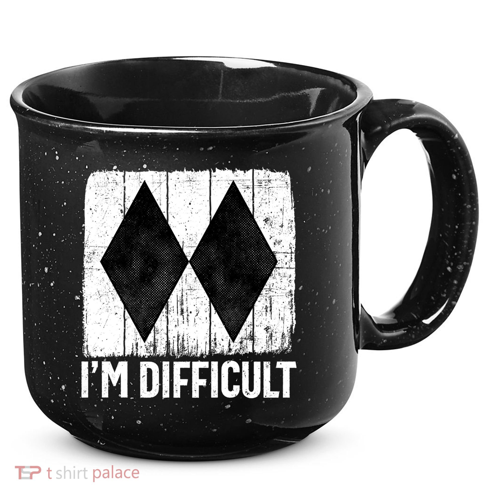 Im Difficult Double Black Diamond Ski Snowboard Gift 15oz Campfire Ceramic Mug