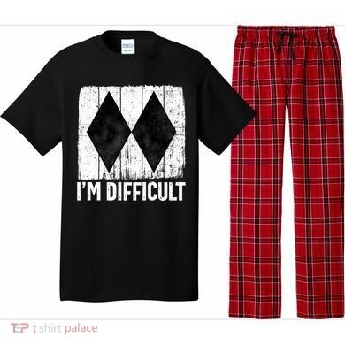 Im Difficult Double Black Diamond Ski Snowboard Gift Pajama Set