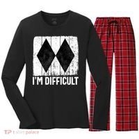 Im Difficult Double Black Diamond Ski Snowboard Gift Women's Long Sleeve Flannel Pajama Set  thumb 0