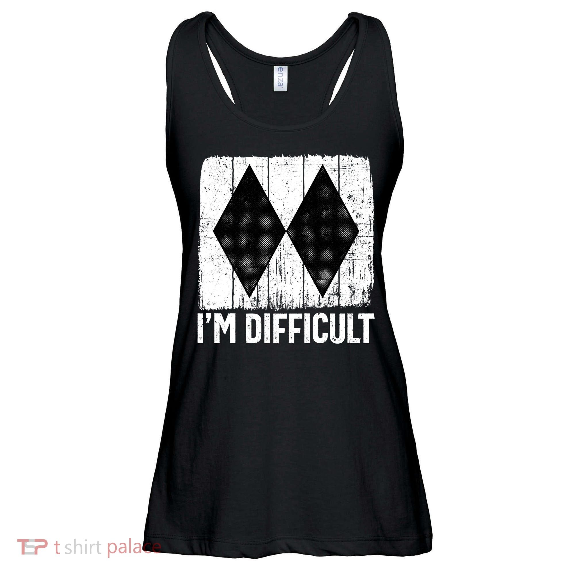 Im Difficult Double Black Diamond Ski Snowboard Gift Ladies Essential Flowy Tank