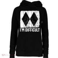 Im Difficult Double Black Diamond Ski Snowboard Gift Womens Funnel Neck Pullover Hood thumb 0