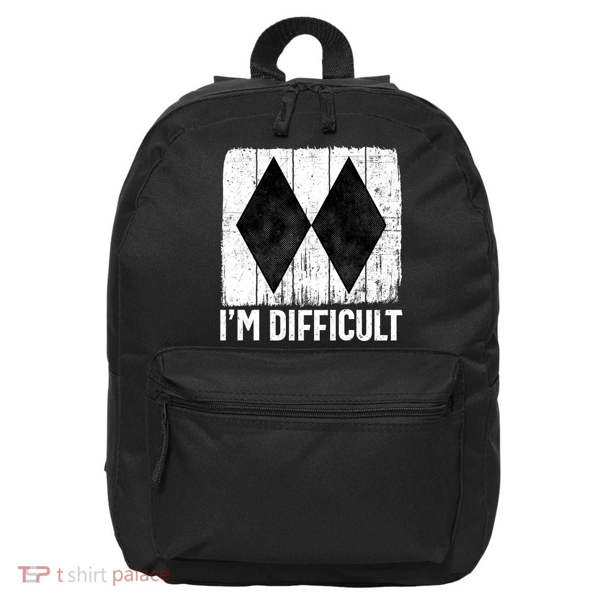 Im Difficult Double Black Diamond Ski Snowboard Gift 16 in Basic Backpack