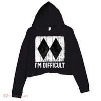 Im Difficult Double Black Diamond Ski Snowboard Gift Crop Fleece Hoodie thumb 0