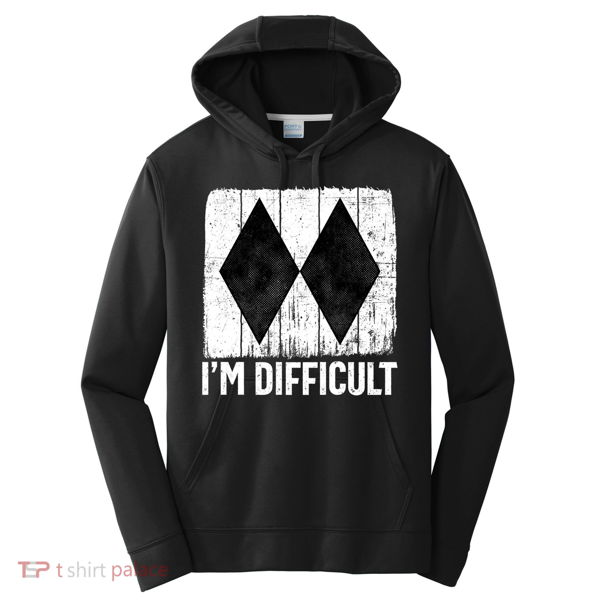 Im Difficult Double Black Diamond Ski Snowboard Gift Performance Fleece Hoodie