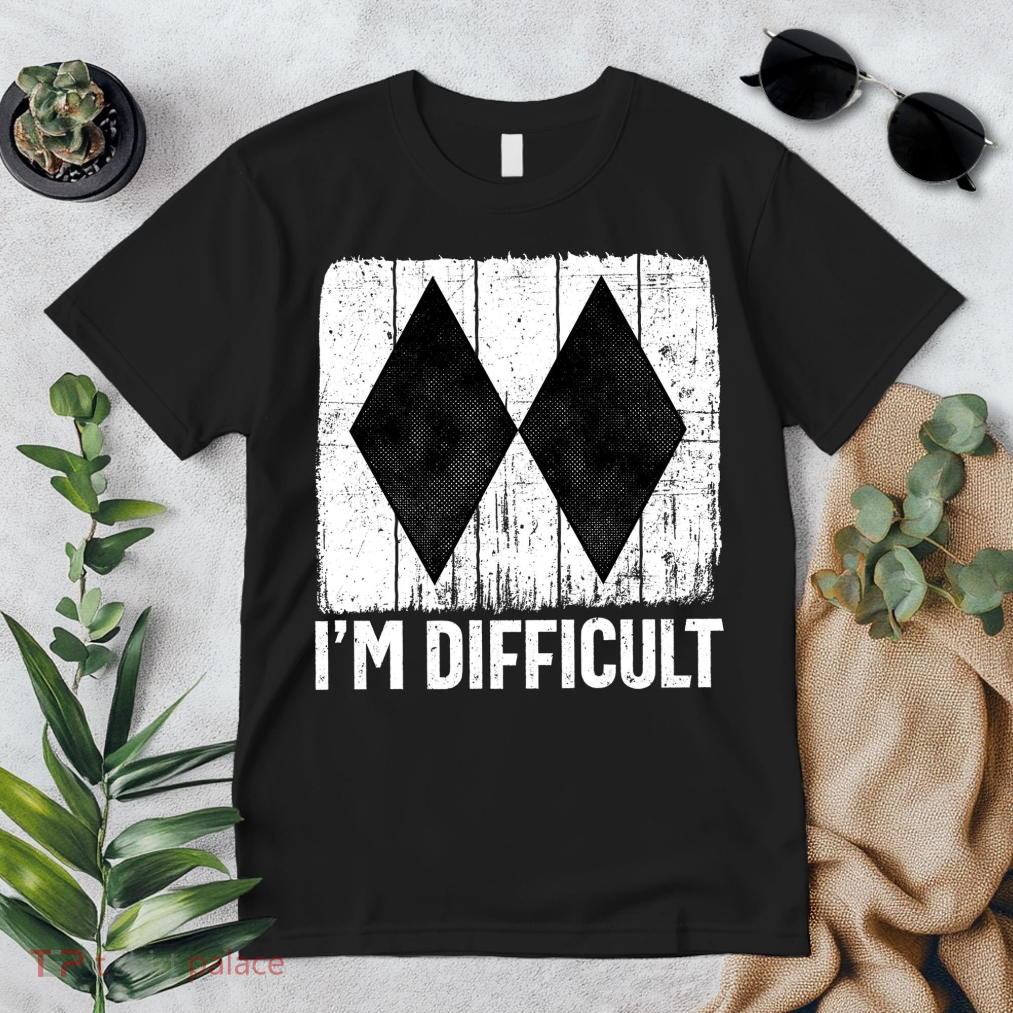 Im Difficult Double Black Diamond Ski Snowboard Gift Premium T-Shirt