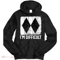 Im Difficult Double Black Diamond Ski Snowboard Gift Tie Dye Hoodie thumb 0