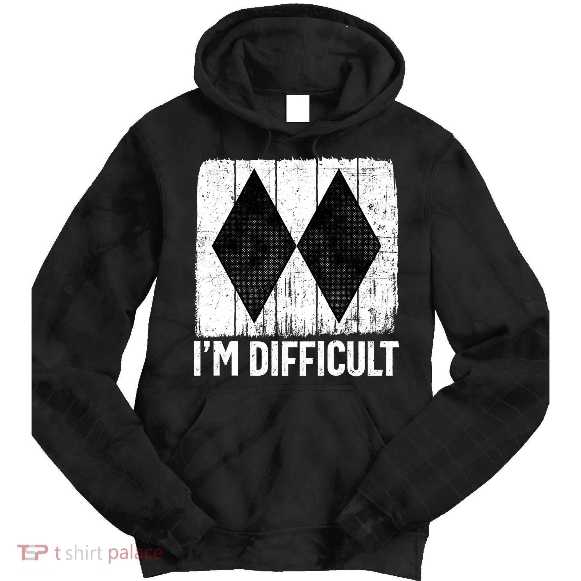 Im Difficult Double Black Diamond Ski Snowboard Gift Tie Dye Hoodie
