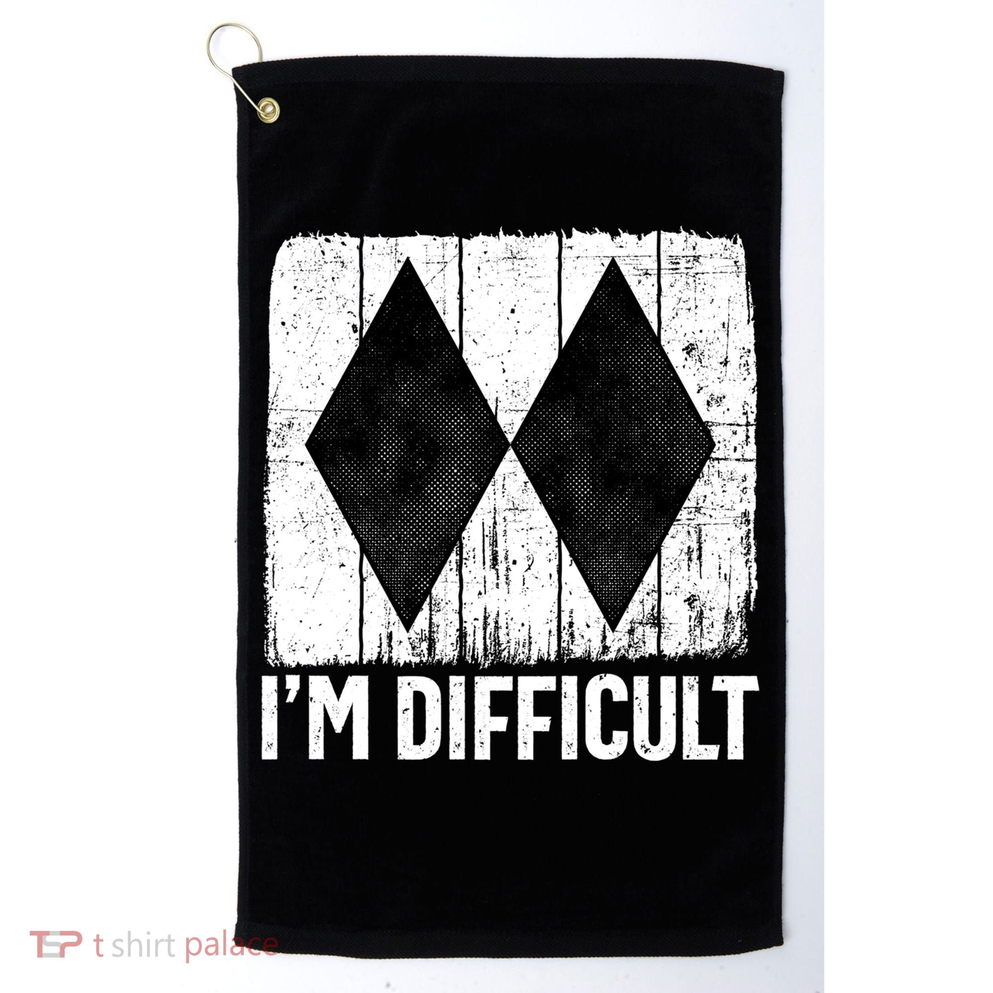 Im Difficult Double Black Diamond Ski Snowboard Gift Golf Towel