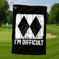 Im Difficult Double Black Diamond Ski Snowboard Gift Golf Towel thumb 1