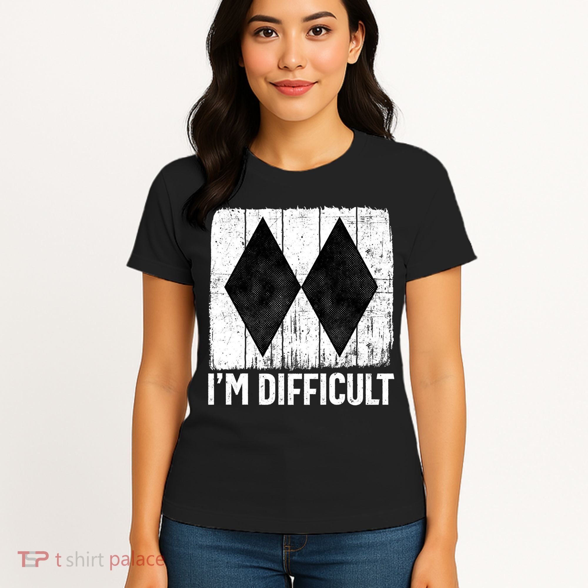 Im Difficult Double Black Diamond Ski Snowboard Gift Women's T-Shirt