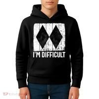 Im Difficult Double Black Diamond Ski Snowboard Gift Kids Hoodie thumb 4