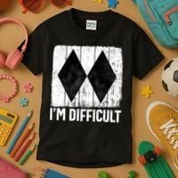 Im Difficult Double Black Diamond Ski Snowboard Gift Kids T-Shirt thumb 3