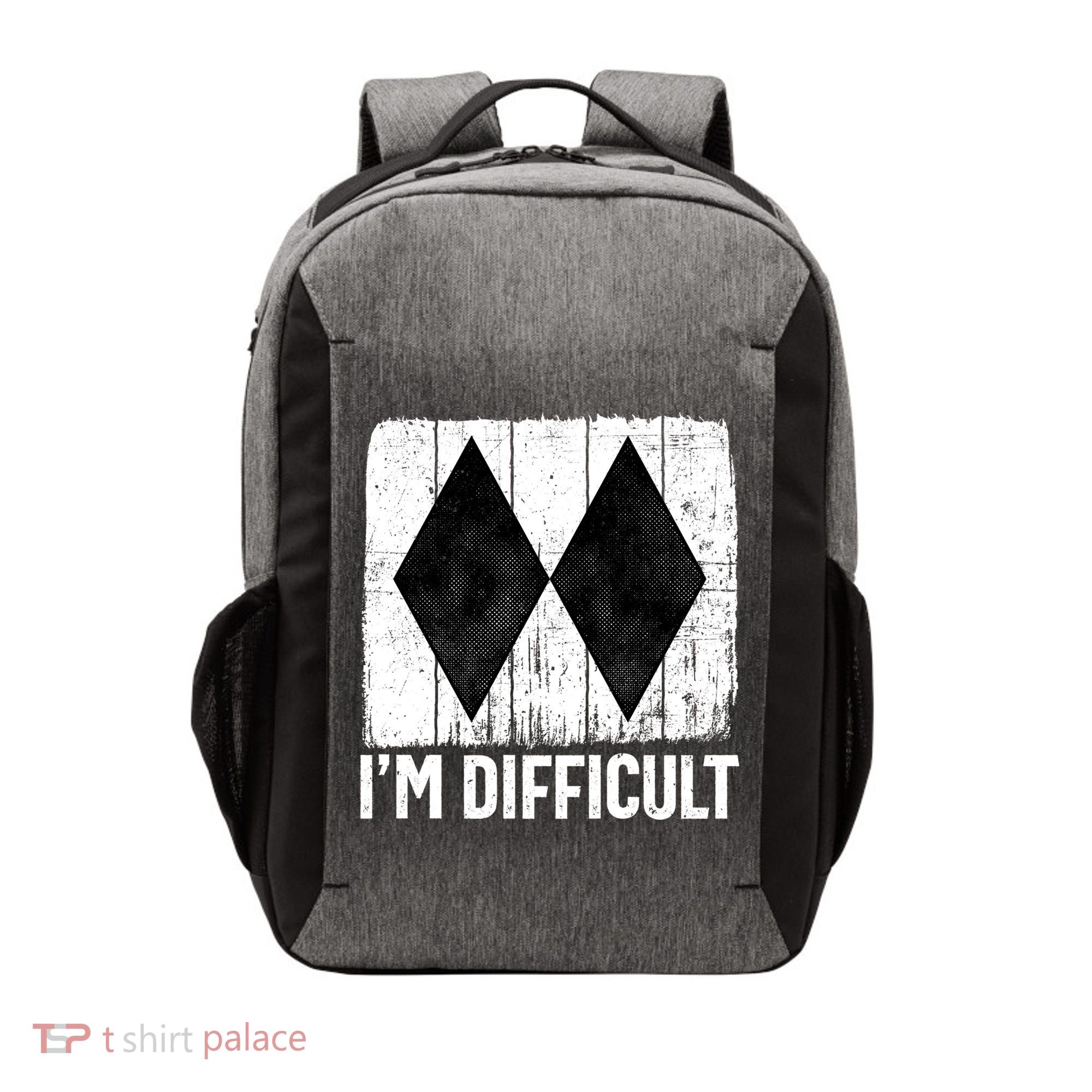 Im Difficult Double Black Diamond Ski Snowboard Gift Vector Backpack