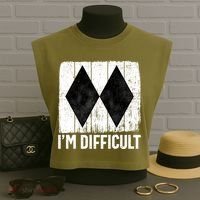 Im Difficult Double Black Diamond Ski Snowboard Gift Garment-Dyed Women's Muscle Tee thumb 3