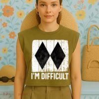 Im Difficult Double Black Diamond Ski Snowboard Gift Garment-Dyed Women's Muscle Tee thumb 4