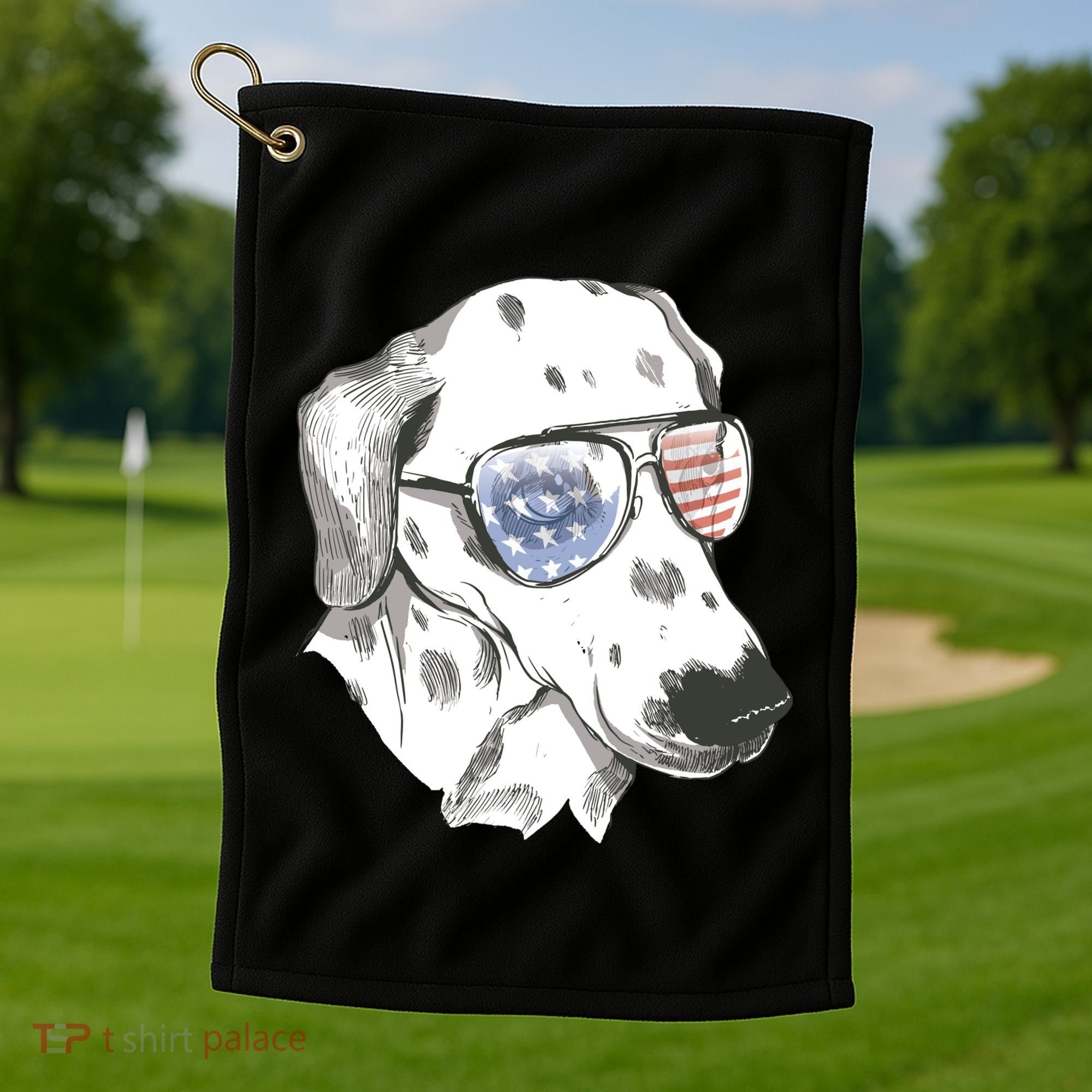Independence Day Dalmatian Dog Golf Towel