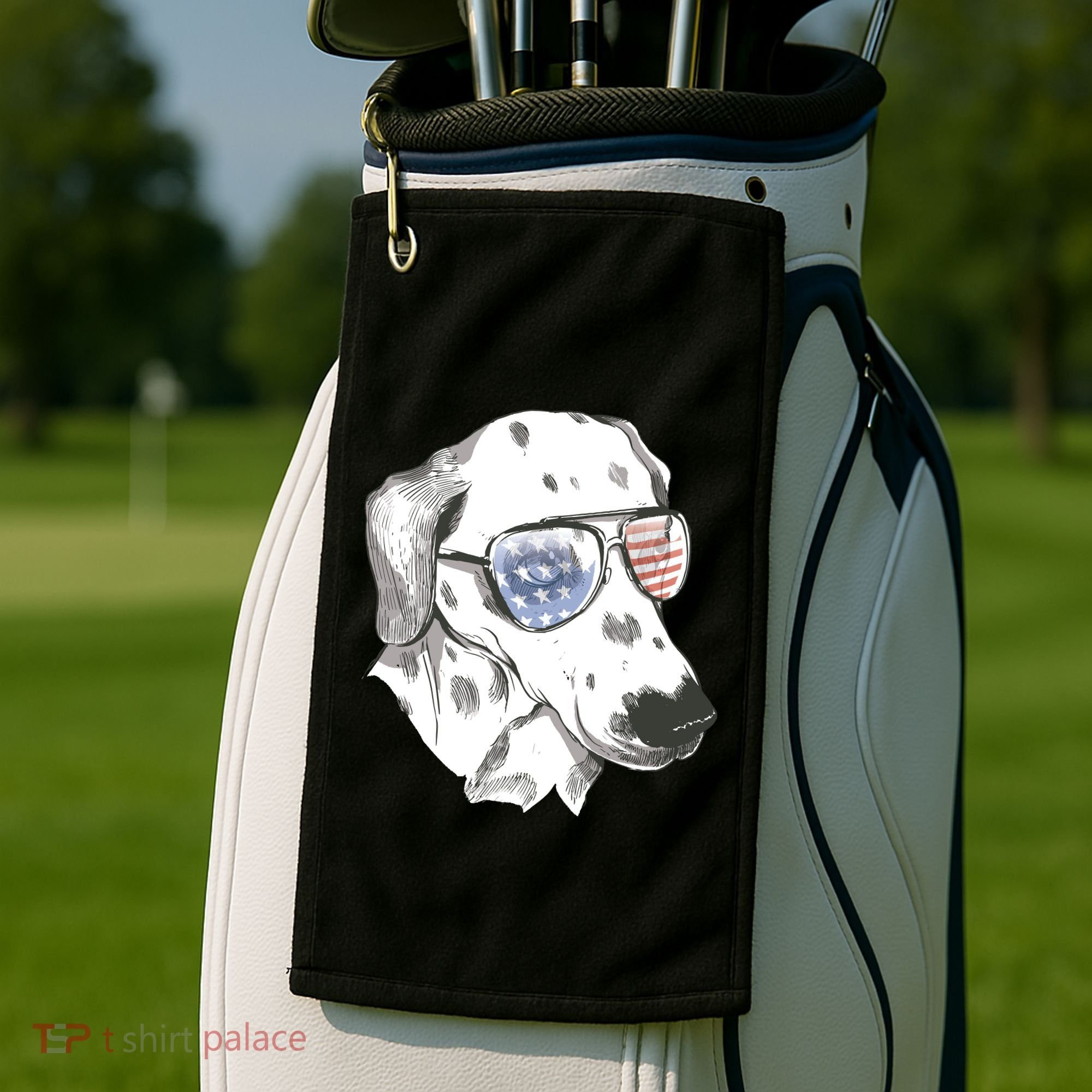 Independence Day Dalmatian Dog Golf Towel