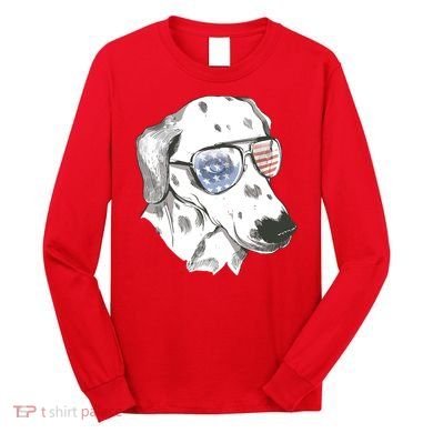 Independence Day Dalmatian Dog Long Sleeve Shirt