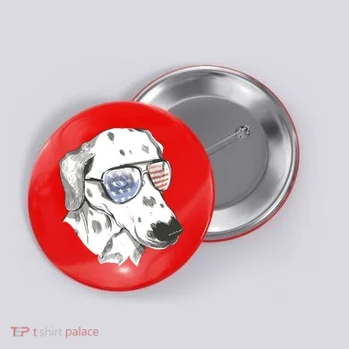 Independence Day Dalmatian Dog Button